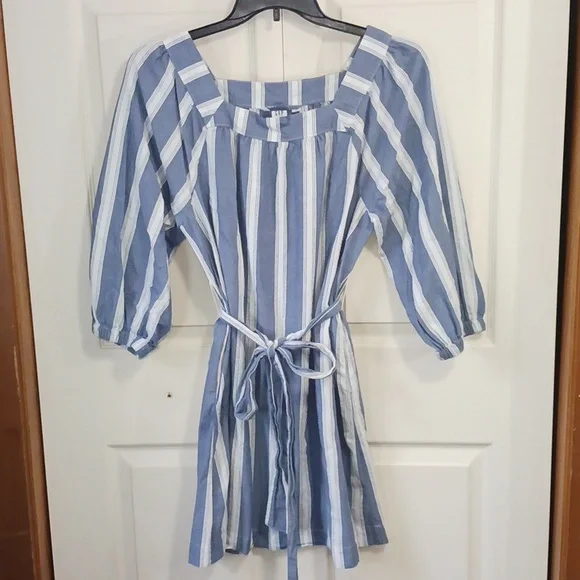 GAP | Dresses | Gap Cotton Striped Mini Dress Med Blue And White | Poshmark